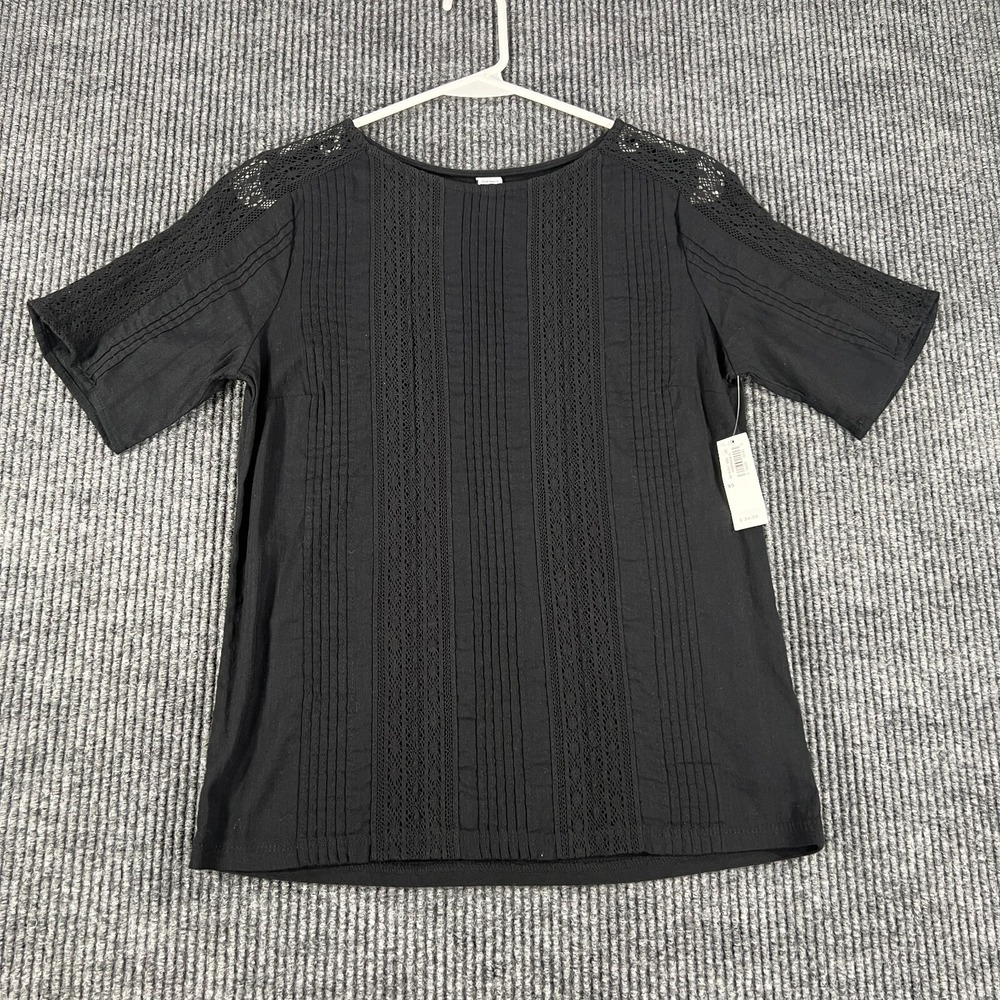 Old Navy Shirt Womens XS Extra Small Black 1/2 Sleeve Blouse Top New NWT